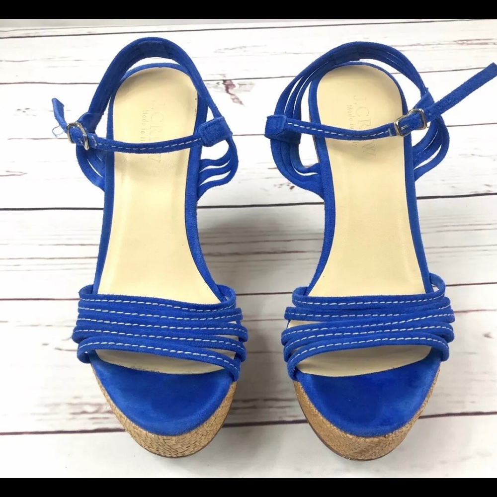 J.crew royal blue wedges S 6  include box&dust bag